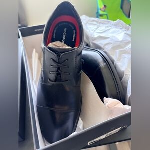 Rockport Men’s Black Leather Cap-Toe Derby Shoes